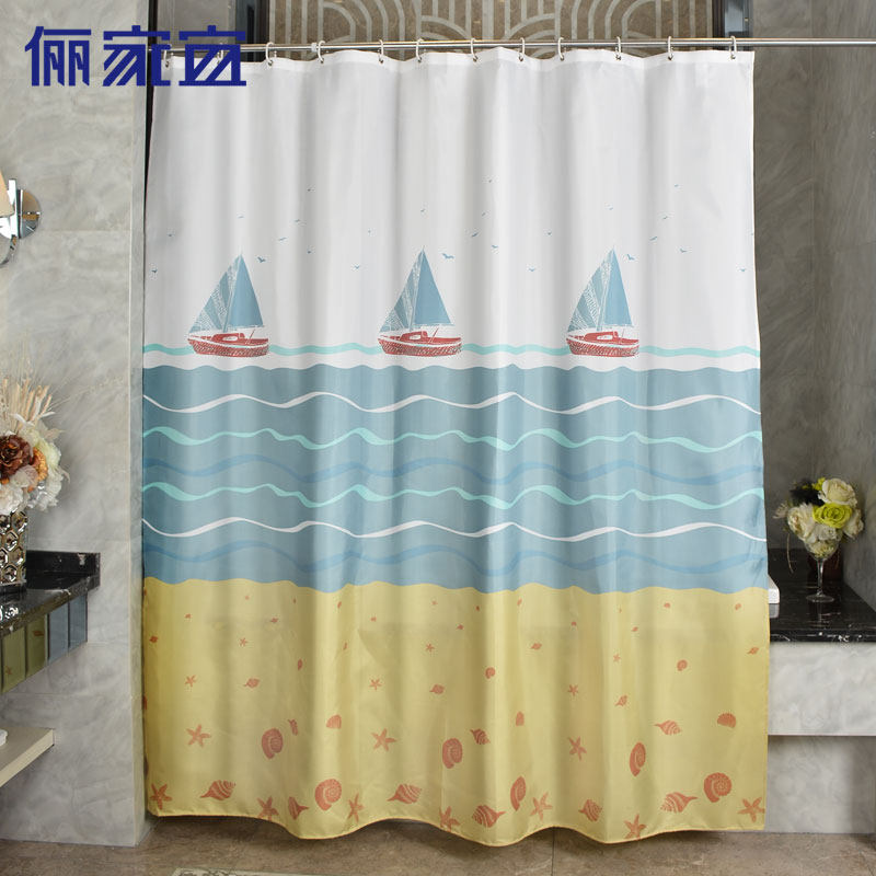 Lijiayi waterproof thickened mildew proof shower curtain set Bathroom free hole curtain partition shower curtain hanging curtain