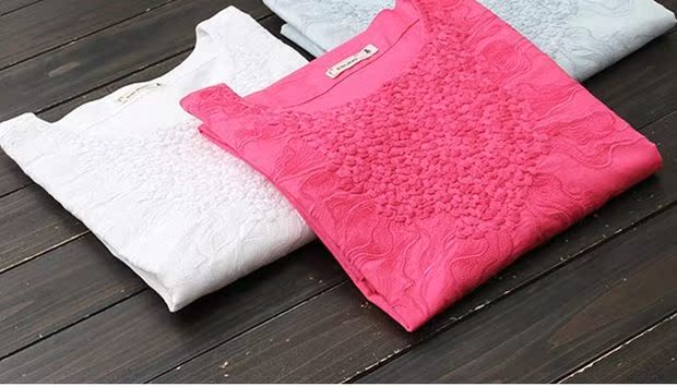 壹 壹 Mùa xuân mới thêu áo sơ mi văn chương lỏng lẻo trong phần dài của áo sơ mi cotton dài tay retro phía dưới các kiểu áo voan đẹp