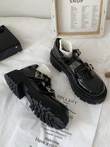 Overseas British style small leather oblique female 2021 new Korean version wild thick heel thick bottom Mary jane oblique female oblique