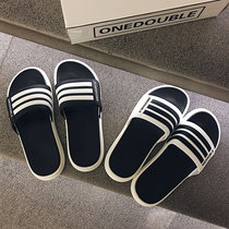 Overseas Stomachwear Comfort fashion ~ slippers female summer couples wear cool towed beach Anti-slip for a long time