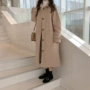 Áo khoác len nữ đại học dài phần 2019 thu đông Hàn Quốc phiên bản Hàn Quốc dày mỏng phủ trên đầu gối len - Accentuated eo áo áo dạ cổ lông trẻ trung