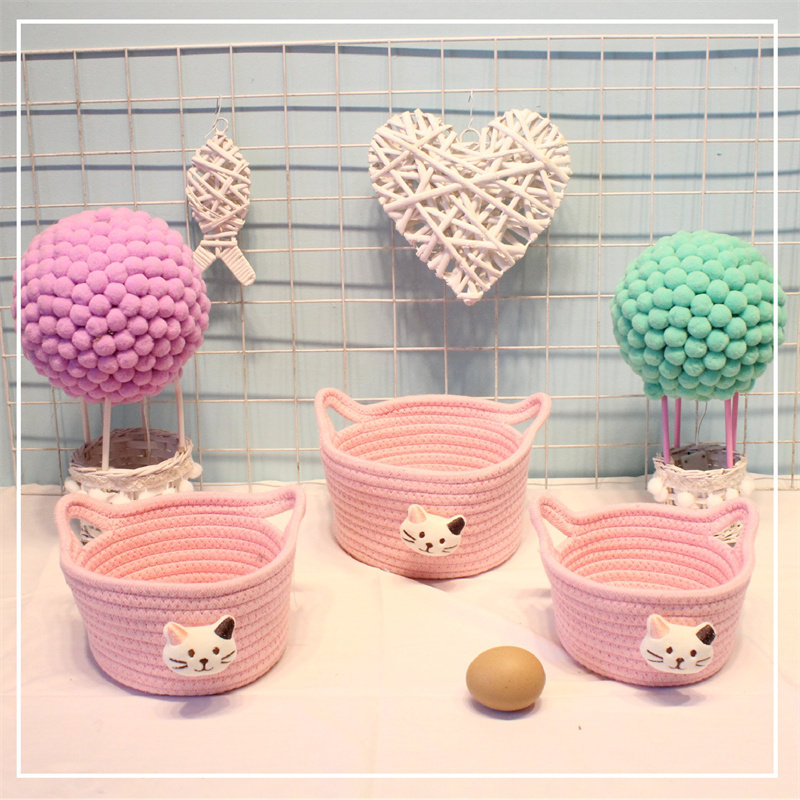 Cotton rope storage basket desktop snacks miscellaneous key bedside miscellaneous basket makeup hand-woven Nordic living room storage