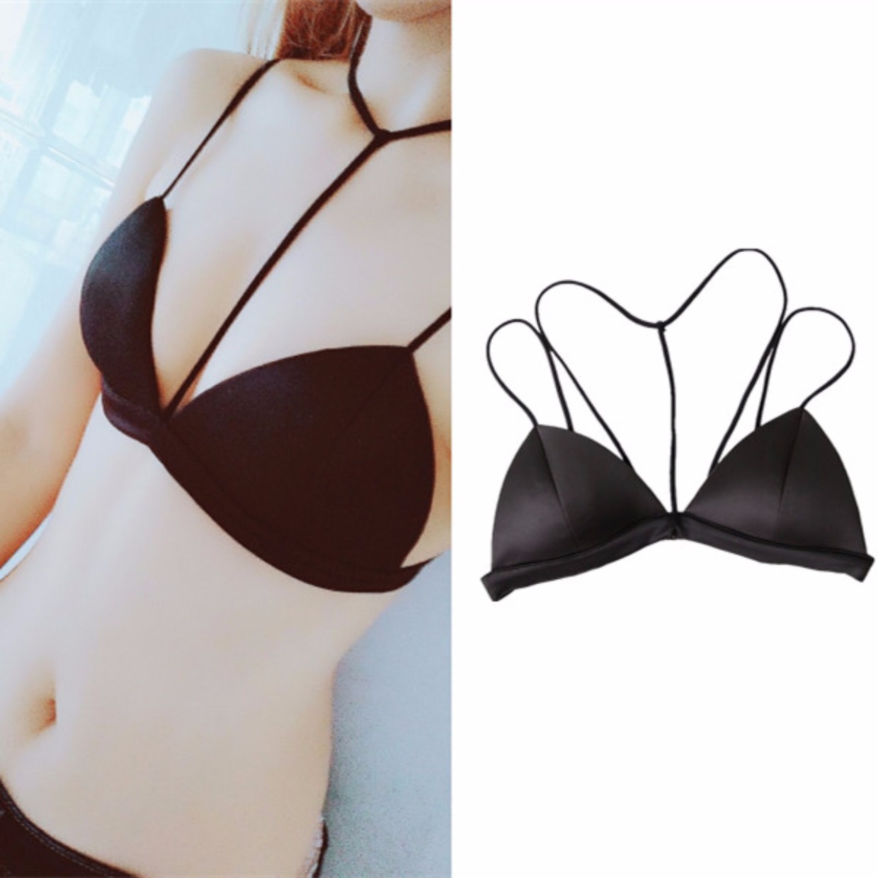Mùa hè Hàn Quốc treo cổ áo ngực ống bra đẹp trở lại gợi cảm không có vòng thép cô gái áo ngực với phần đệm lót đồ lót mỏng áo ngực không gọng