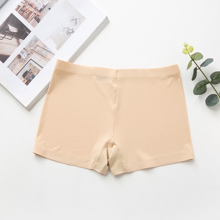 Mùa hè thoáng khí băng lụa liền quần an toàn nữ chống ánh sáng tập tin cotton đáy quần short bốn góc quần lót ngắn màu rắn - Giống cái quần lót lọt khe xẻ đáy