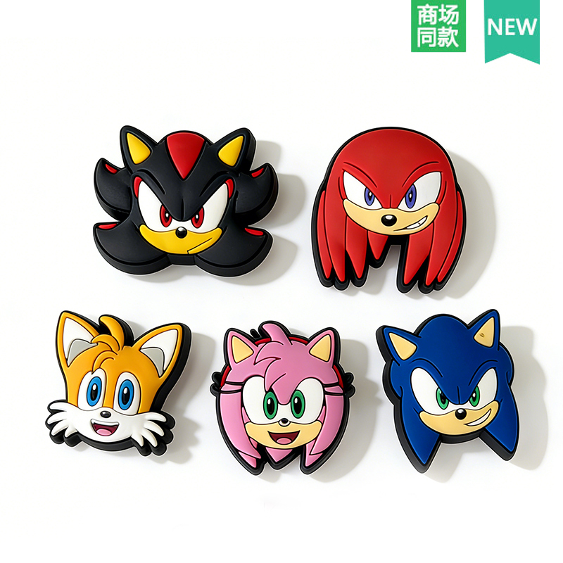 Crocs Shoe Accessories Cartoon Shoe Charms Compatible with Crocs Shoes, Featuring Sonic the Hedgehog Design in Textured Pvc