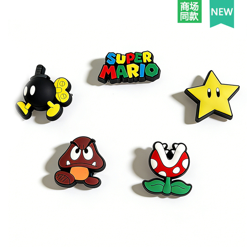 Crocs Shoe Accessories Cartoon Shoe Charms Compatible with Crocs Shoes, Featuring Mario Series Cartoon Designs in Textured Pvc Crocs Shoe Accessories Cartoon Shoe Charms Compatible with Crocs Shoes, Featuring Mario Series Cartoon Designs in Textured Pvc