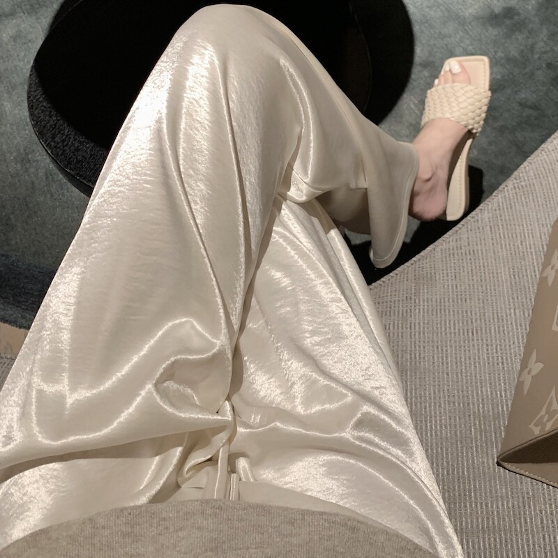 【Silky and Cool】Absolutely Silky and Lustrous! Acetate Satin Texture, Breathable and Cool in Summer, Silky Straight-Leg Wide-Leg Pants 【Silky and Cool】Absolutely Silky and Lustrous! Acetate Satin Texture, Breathable and Cool in Summer, Silky Straight-Leg Wide-Leg Pants