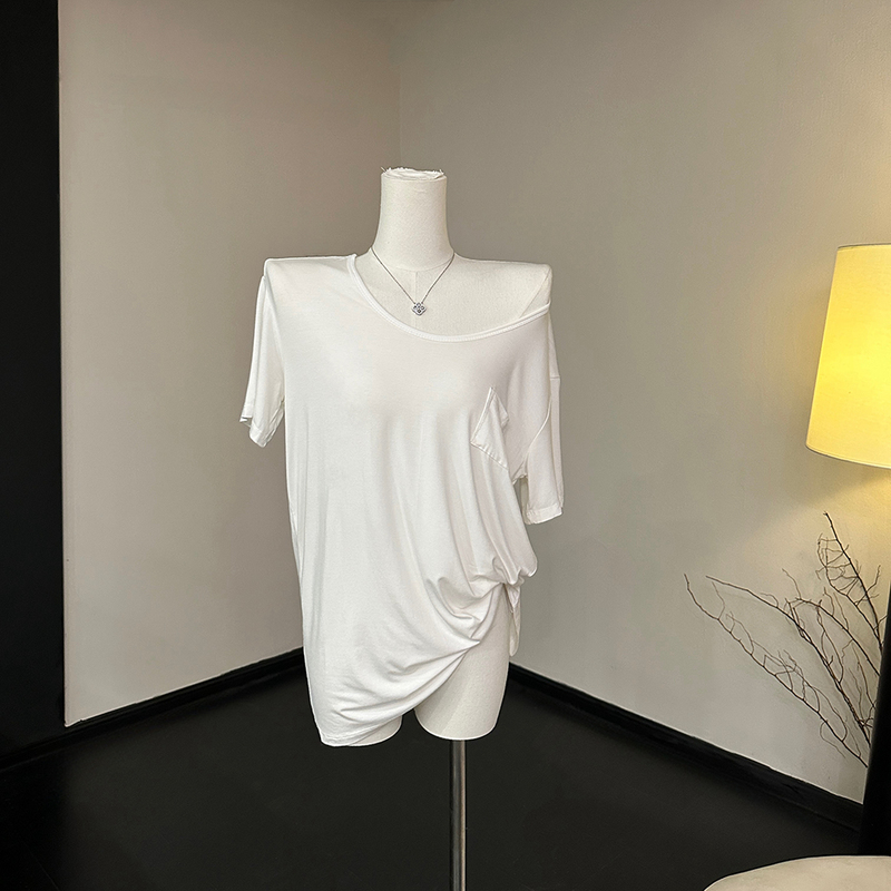 [Casual Weekend] Soft and Fluffy White 100% Cotton Modal Extra Loose Large T-Shirt