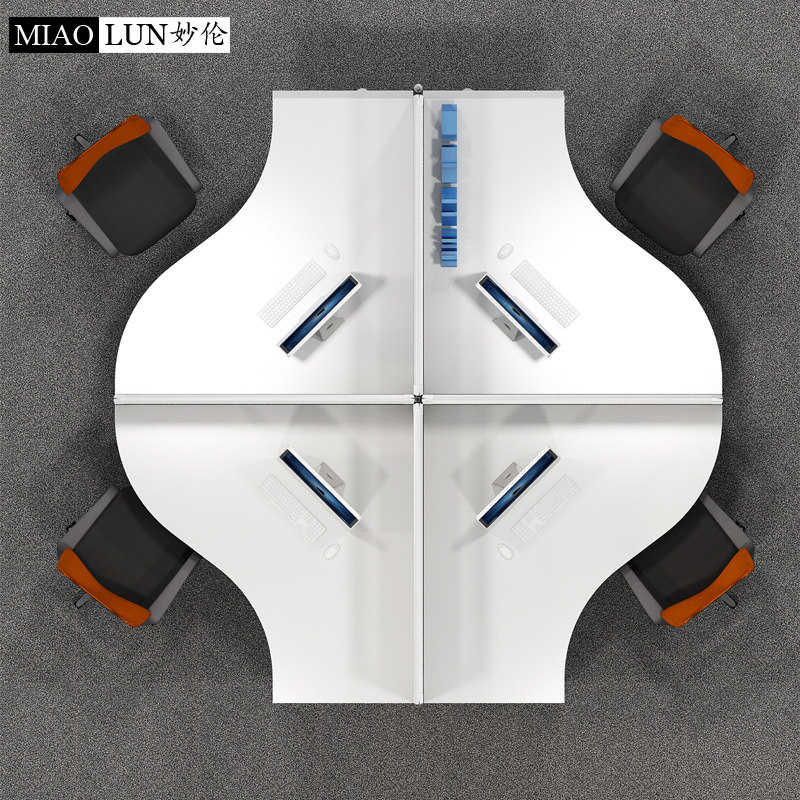 Creative office desk and chair combination Computer desk Staff desk Office screen 4 8-person staff desk card holder