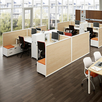 Modern office furniture computer desk 4-person desk with screen partition staff card holder combination customization