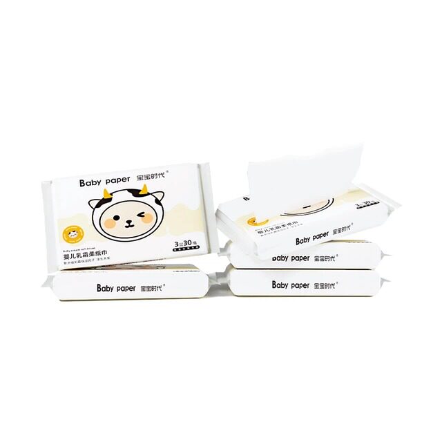宝宝时代Babypaper母婴适用云柔巾保湿型婴儿乳霜纸30抽*5包Y3