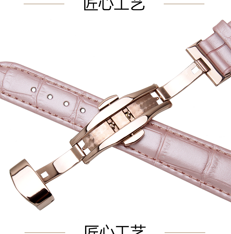 女款牛皮手表带适配阿玛尼卡西欧CK四叶草芙