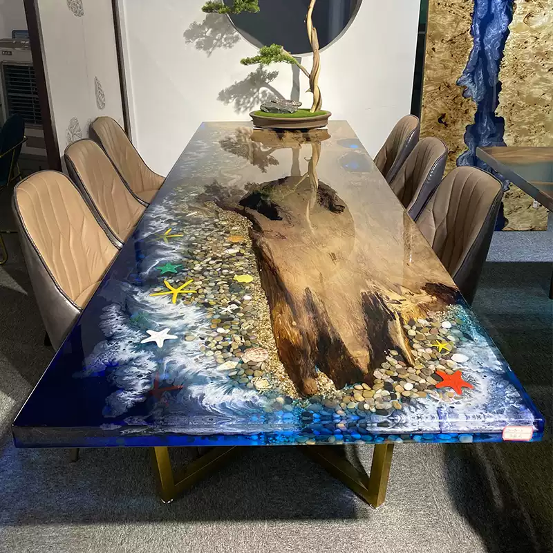 透明环氧树脂河流实木茶桌花梨木大板茶几原木茶台书桌