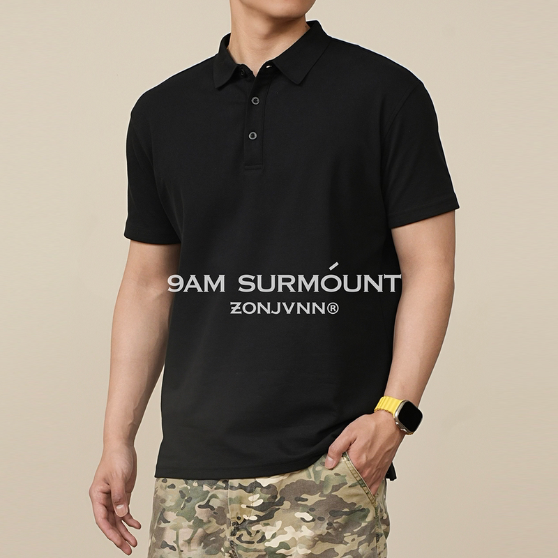 Zonjvnn Cool-Feeling Polo Shirt, Anti-Wrinkle Pique Cotton, Casual Lapel, American Style, Versatile, Breathable Short-Sleeved Spring and Summer Top