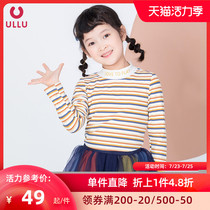 ullu Ulu 2021 spring new girls pullover round neck thin stripe semi-turtleneck sweater sweater sweater