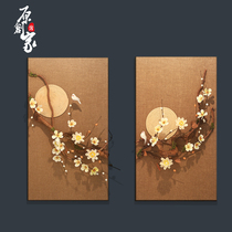 Creative retro wall decoration background wall decoration plant flower hanging painting new Chinese style simple living room sofa background wall