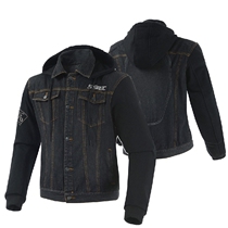  Motorcycle riding clothing racing clothing jacket mens lapel drop-proof clothing Denim motorcycle clothing hooded sweater jacket