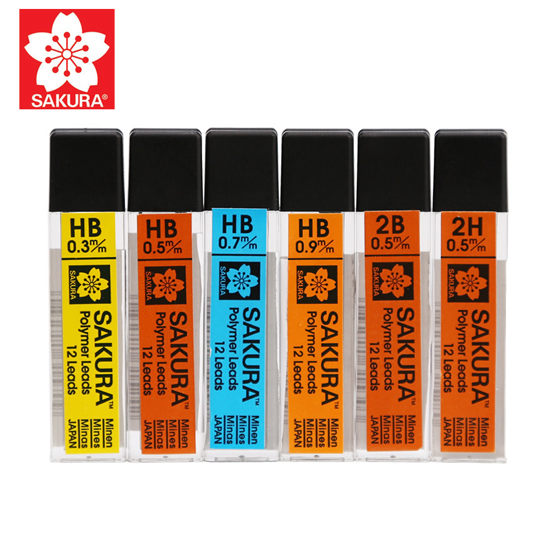 SAKURA SAKURA lead core 0 3 0 5 0 7 0 9mm movable lead core anti-break mechanical pencil lead