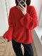 2025 Autumn/Winter New Korean Style Loose Slimming Round Neck Color Block Knitted Sweater for Women Versatile Sweater