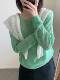 Alpaca Wool 27120 Spring New Korean Style Loose Slimming Round Neck Hollow Knit Sweater for Women Versatile Sweater