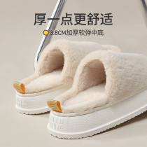 Excellent tone thick sole wool wool cotton slippers 2021 new female soft stepping on the home indoor warm increase