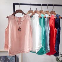 The Ramee Sleeveless Vest Outside Wearing 2022 Summer Dress New Womens Art Original Design Loose Cotton Hemp Harness Blouse