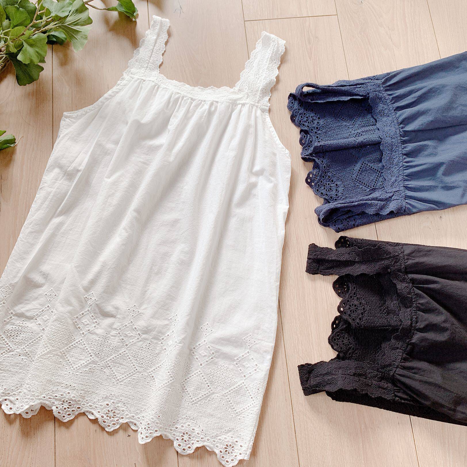 Lace lace 100 lap pure color pro-skin pure cotton embroidered lace bottom vest skirt sleeveless cotton hemp harness sungirl