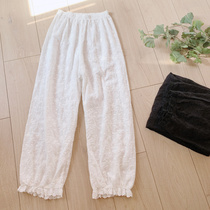 2022 Spring Summer Art Womens Dress Cotton Linen Embroidery Lace Lace Floral Lace Casual Pants Retro Pure Cotton Bouquet Leggings Pants Light Cage Pants