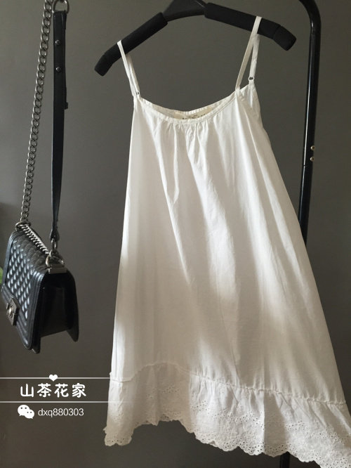 Bottoming skirt women's 2021 spring pure cotton white cotton linen embroidery lace hem mid-length suspender dress