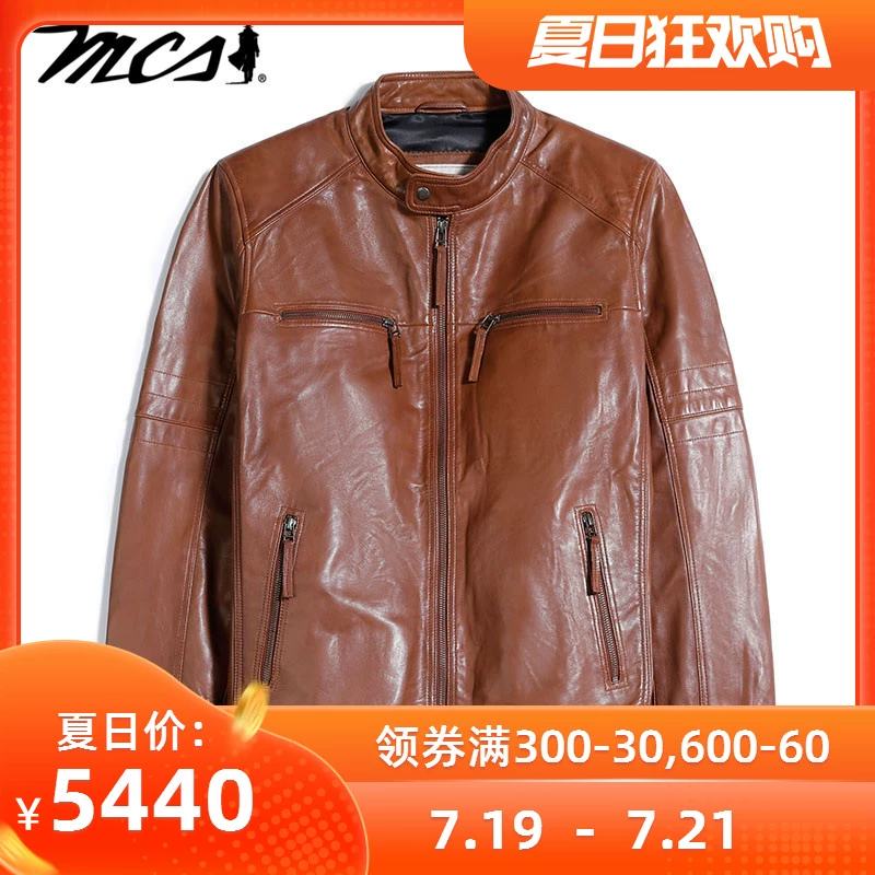 MCS / Marlboro Áo khoác da nam mỏng thường ngày CW18WJ791M - Quần áo lông thú