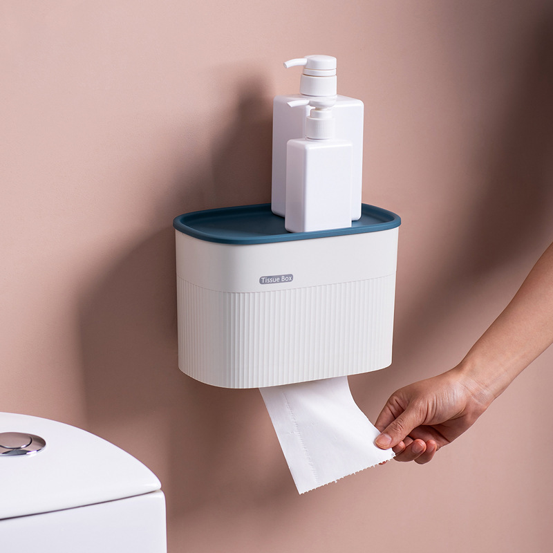 Simple wall-mounted tissue box Home multi-function waterproof removable toilet paper box Powder room toilet storage toilet paper box