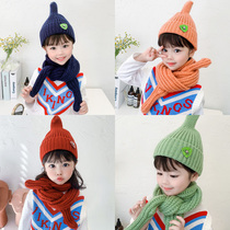 Plus velvet baby hat 2020 winter scarf two-piece female treasure Princess cute knitted hat scarf boys tide