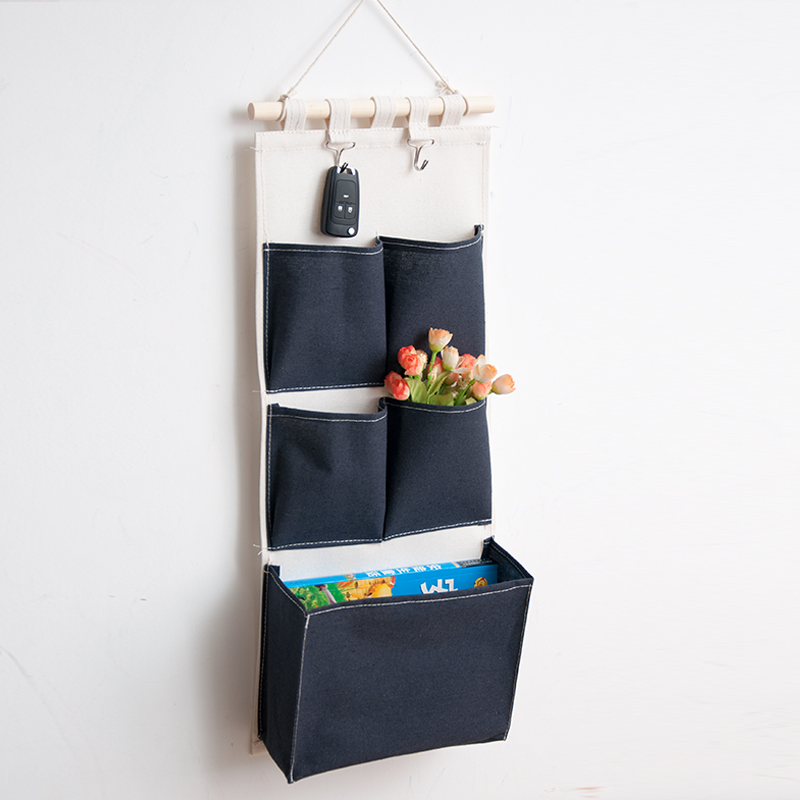 Storage bag door rear wall bag fabric door wardrobe storage bag key Wall hanging wall multi-grid home bedside