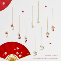 Japanese cherry blossom ear line cute ins girl heart Net red wild simple temperament long earrings stud earrings female