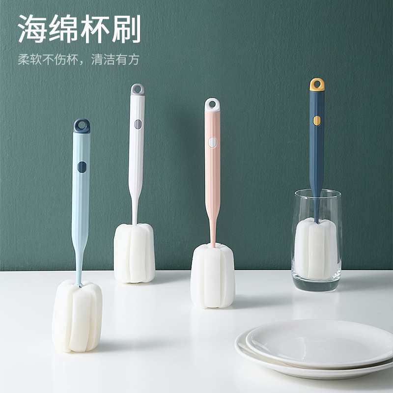 Quality PP Long handle Home Kitchen Clean Cup Brushed Sponge Brush bottle Kettle Wash Cup Brushed Clean Pacifier Brush