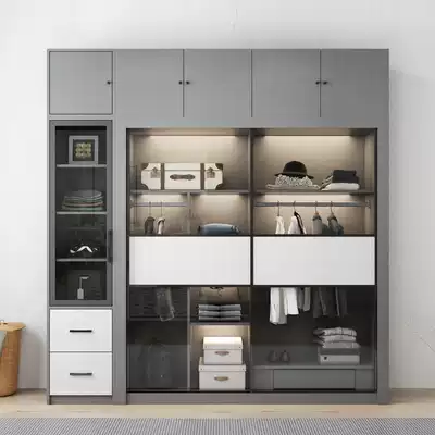 Nordic wardrobe sliding door modern simple home bedroom cabinet economy rental room sliding door big wardrobe