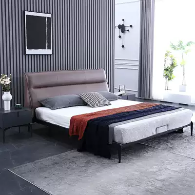 Light luxury ins Net red bed double bed master bedroom storage wedding bed 1 8 meters Daping several beds modern simple leather bed