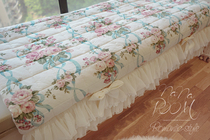 Korea imported custom-made beige three-dimensional rose flowers dreamy layers of yarn lace bay window pad(excluding pillow)