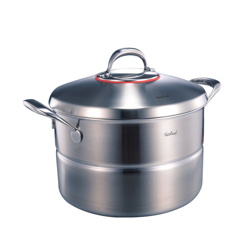 Fosslang 304 stainless steel soup pot with steaming slices multi-purpose steamer plus high and deep large soup pot thickness 28cm