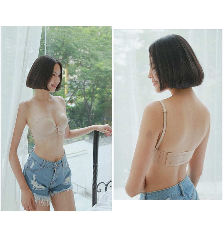 Nhật ký cá nhân Đơn giản và liền mạch Dây rút một mảnh bóng loáng thu thập chéo vô tận Áo ngực vô hình Đồ lót đa năng đồ lót nữ