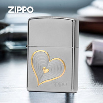 Zippo lighter satin chrome-plated heart-to-heart Zippo official flagship genuine windproof kerosene mens gift