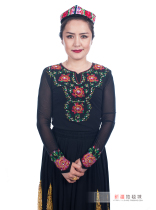 Xinjiang ethnic dance performance in costume art kungfu style square dance with long sleeves embroidered ice silk blouses shirt lining clothes