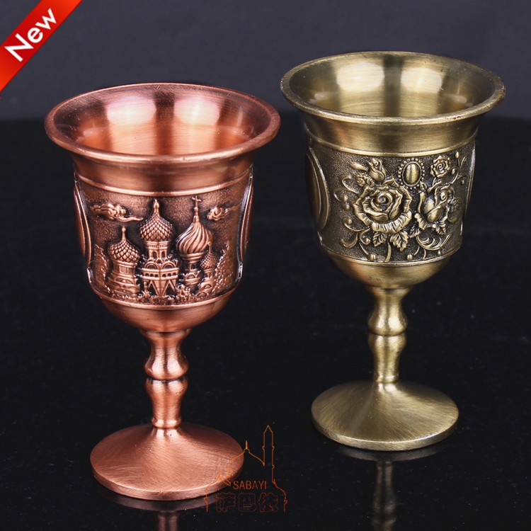 Castle Liquor Cup Trumpet Eurostyle Antique Wedding Toast glass Home Wine With Goblet metal Spirits Special Price