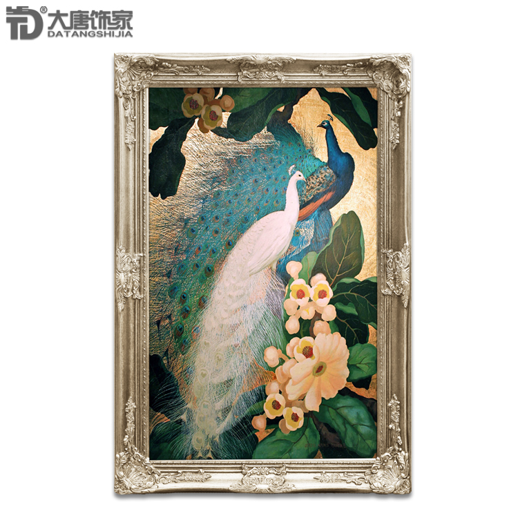 European - style porch decoration aisle hanging porch murals hand painted auspicious bird peacock oil painting N141