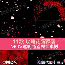 Rose petals fluttering dynamic video material with MOV transparent channel 11 wedding romantic wedding