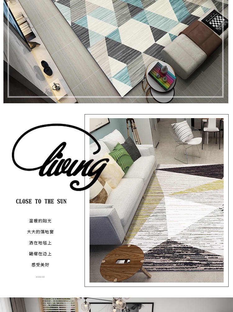 Phòng khách Bắc Âu sofa hình học bàn cà phê thảm hiện đại tối giản phòng đầy đủ diện tích lớn máy có thể giặt thảm - Thảm thảm tròn