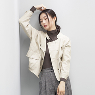 Quần áo da nữ 2018 mùa xuân và mùa thu mới của Hàn Quốc phiên bản của chic loose gạo trắng pu leather jacket ngắn xe máy quần áo áo khoác áo da báo