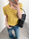 Chic Korean-Style V-Neck Short-Sleeve Knit Top, European-Style Three-Button Slim-Fit Versatile Knit Top, Thin and Breathable Knit Top
