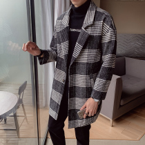 Wing coat mens winter Korean plaid jacket long casual Joker windbreaker youth tide card handsome hair