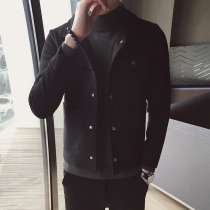 Woolen mens coat spring and winter New short trench coat youth business leisure tide coat British plus large size jacket